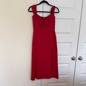 Reformation Vibrant Red Linen Midi Dress